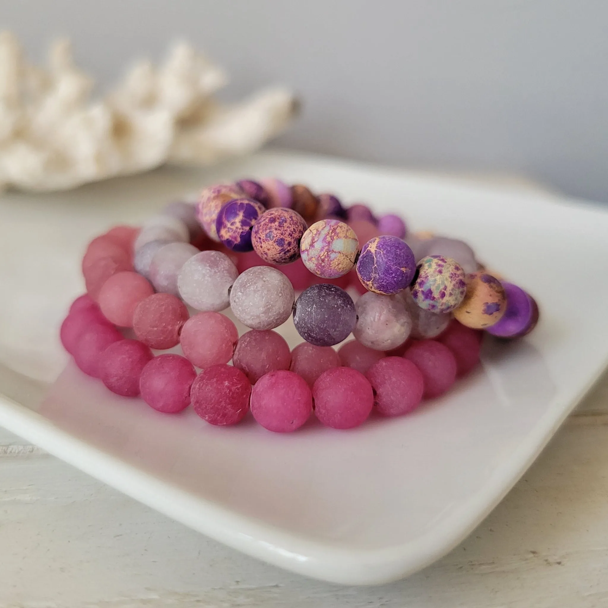 Girl's Natural Stone Bead Bracelets - 1 Add On Bracelet - Multiple Color Choices