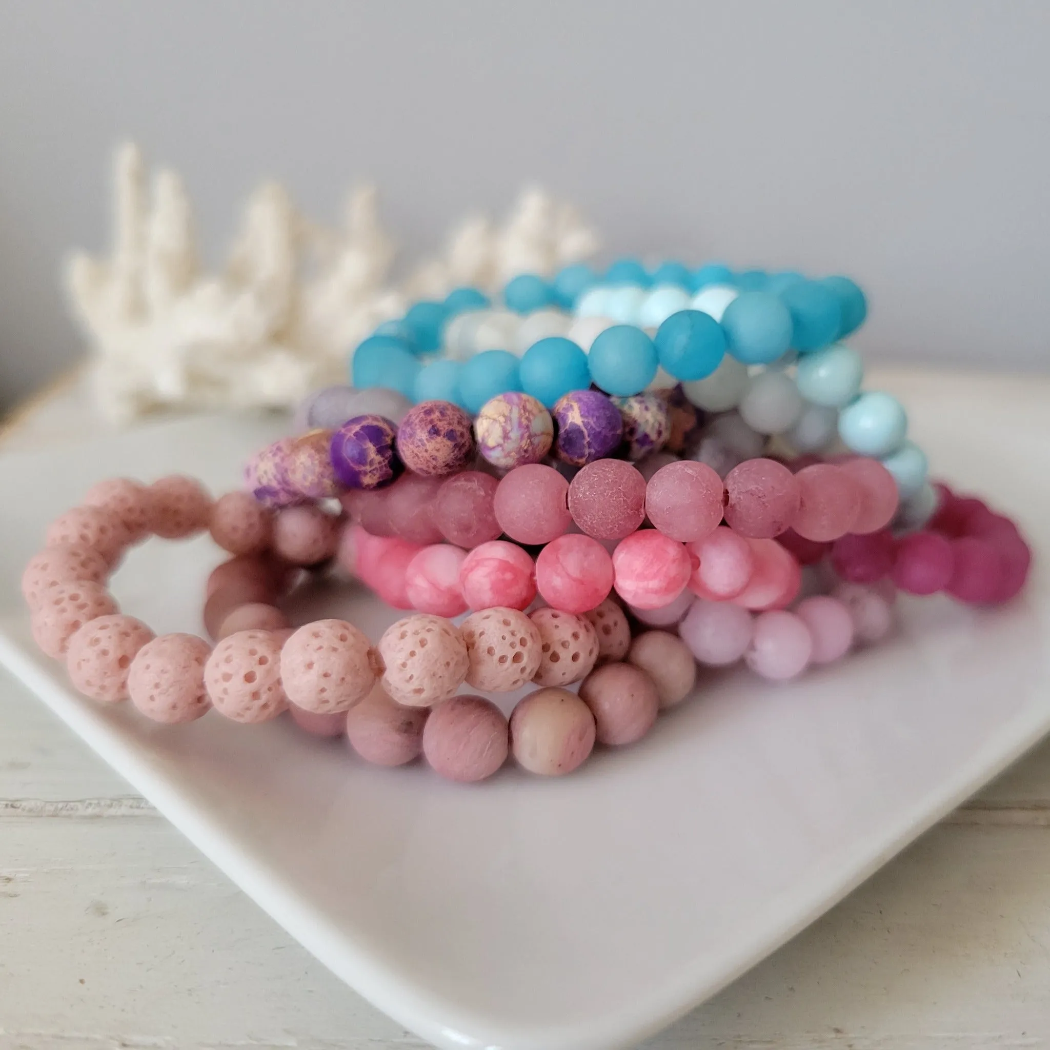 Girl's Natural Stone Bead Bracelets - 1 Add On Bracelet - Multiple Color Choices
