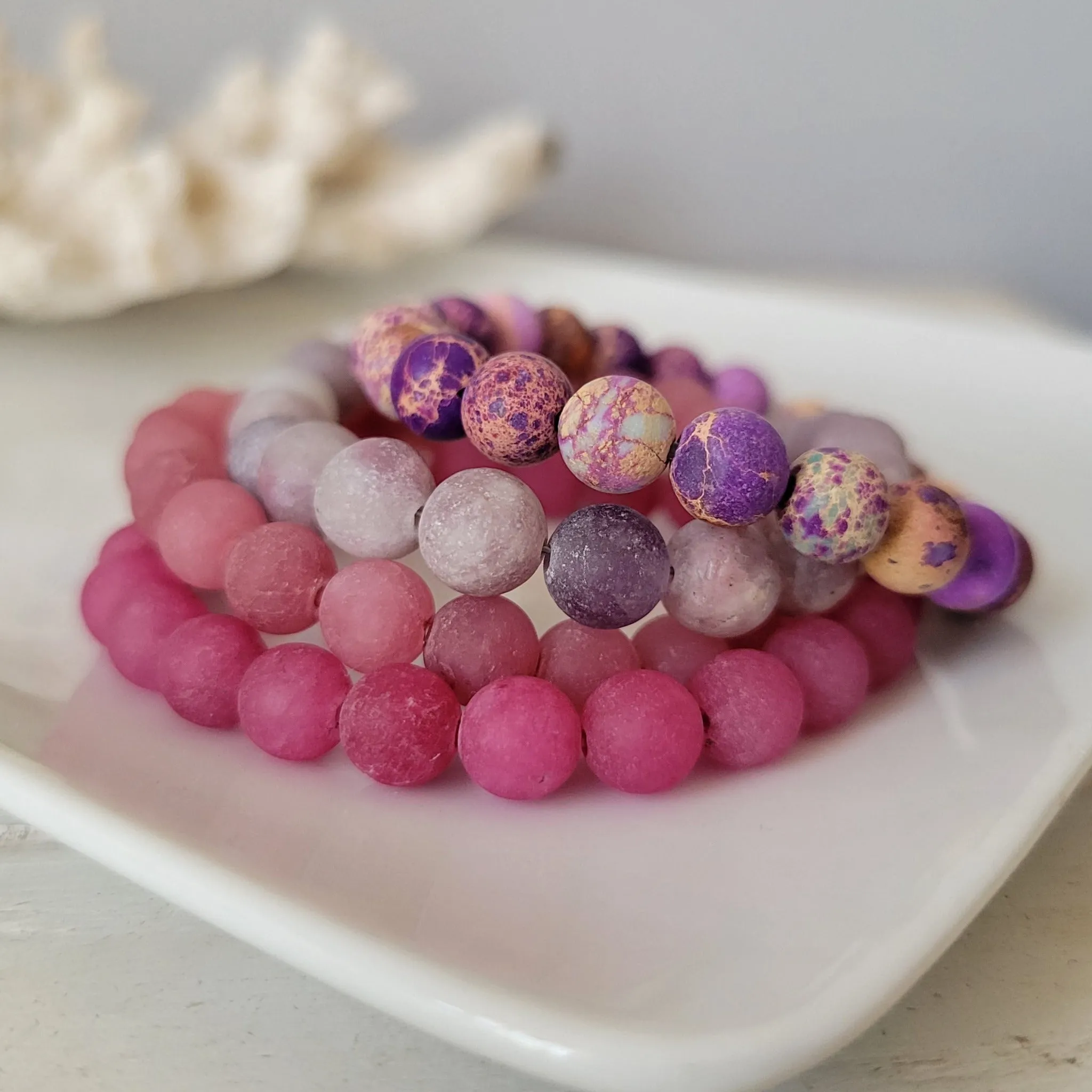 Girl's Natural Stone Bead Bracelets - 1 Add On Bracelet - Multiple Color Choices