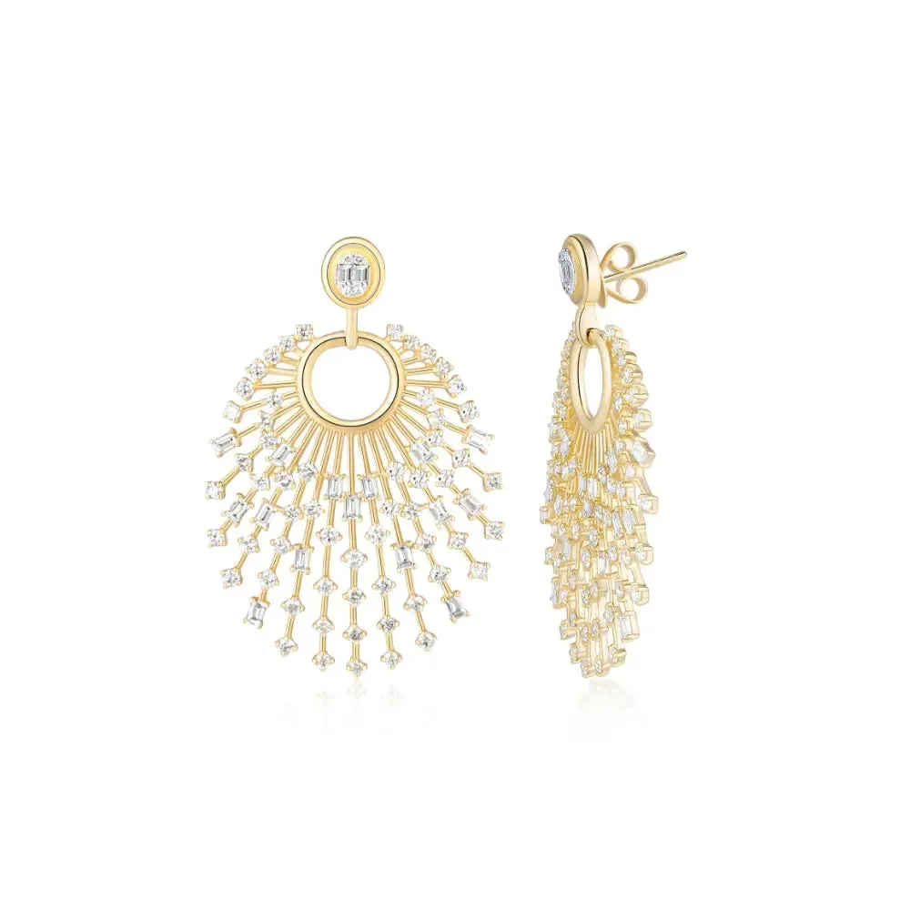 Glorious Sunburst Diamond Earrings