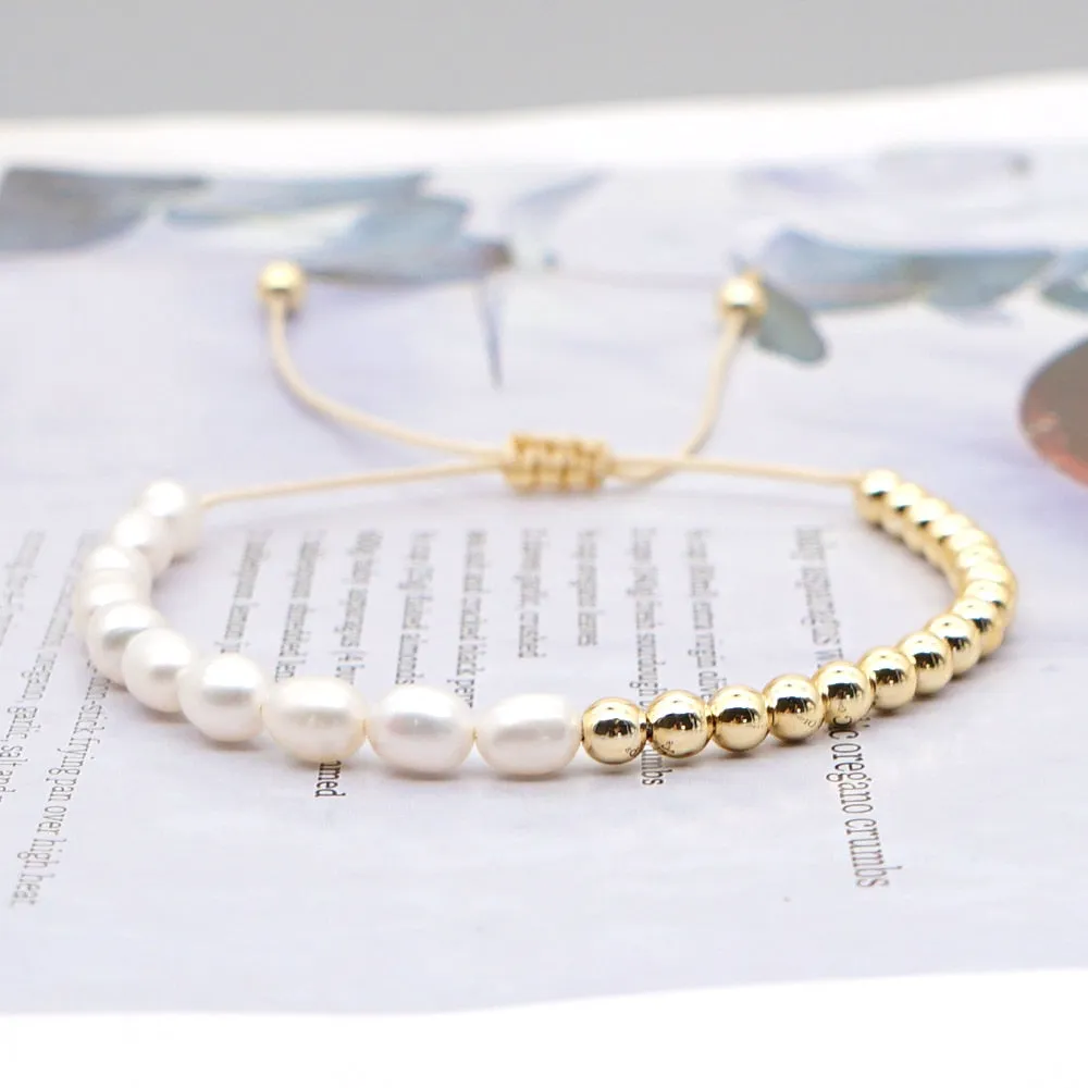 Go2Boho Freshwater Pearl Bracelet For Women Jewelry Summer Beach Perle Gold Plated Beaded Bracelets 2022 Valentines Gift
