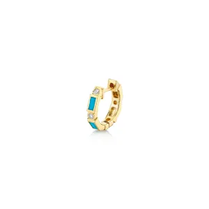 Gold & Gemstone Baguette & Bezel Huggies