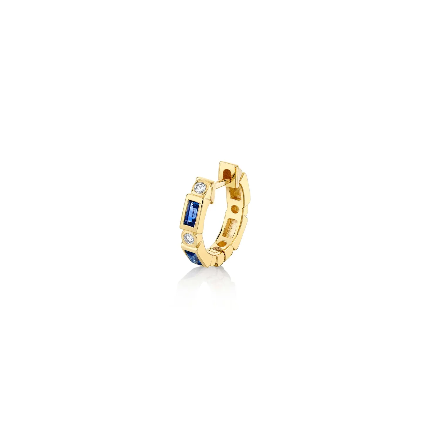 Gold & Gemstone Baguette & Bezel Huggies