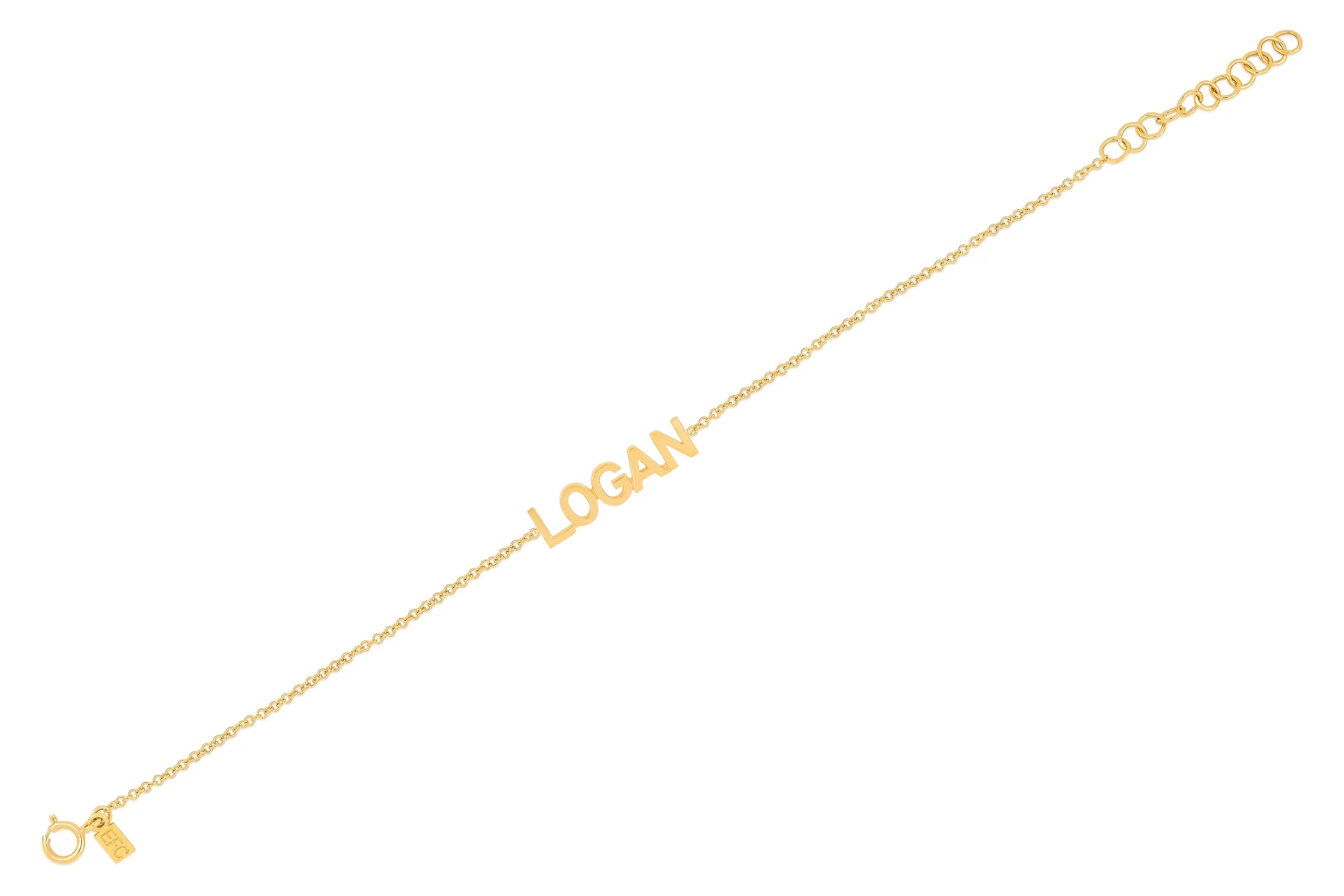 Gold Block Name Bracelet