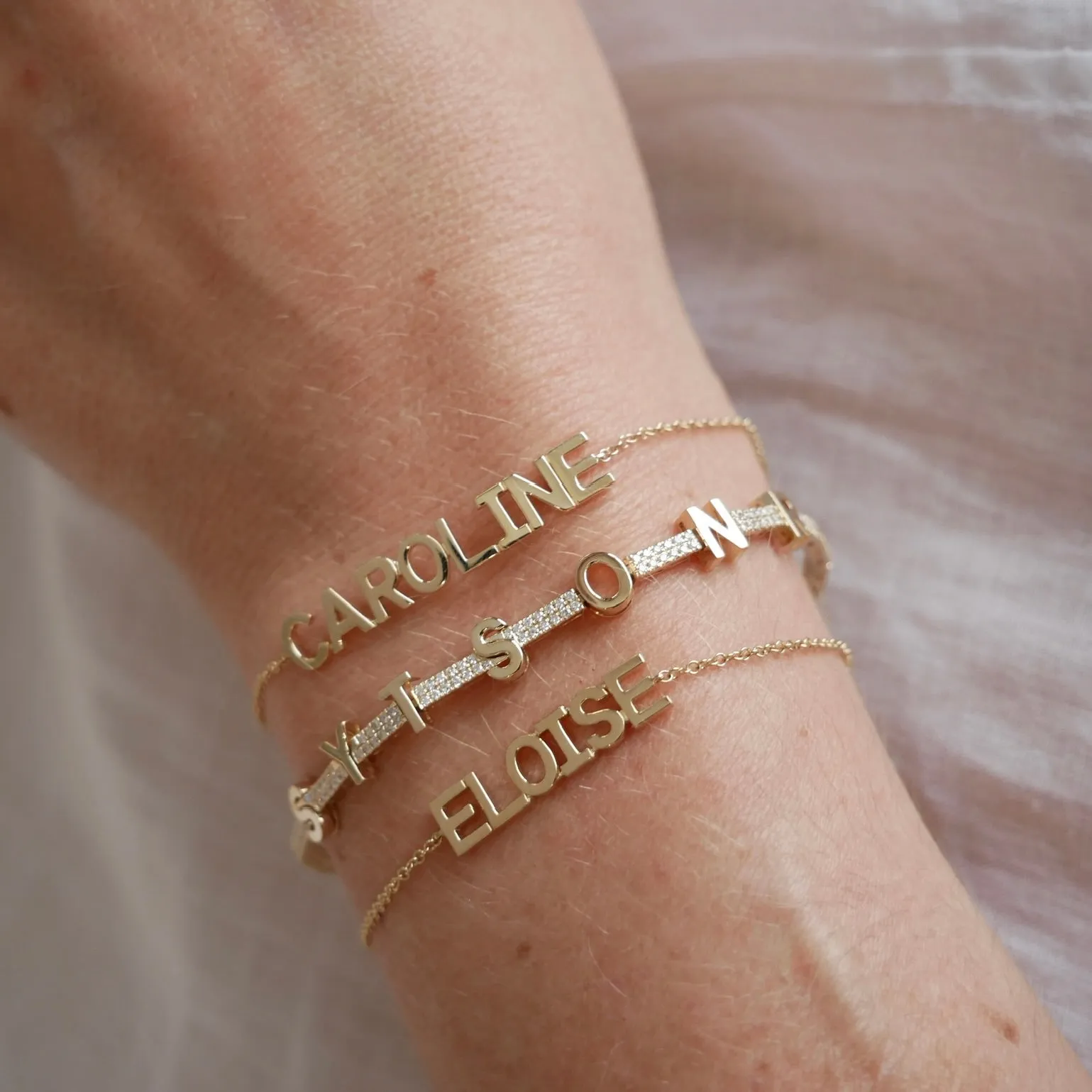 Gold Block Name Bracelet