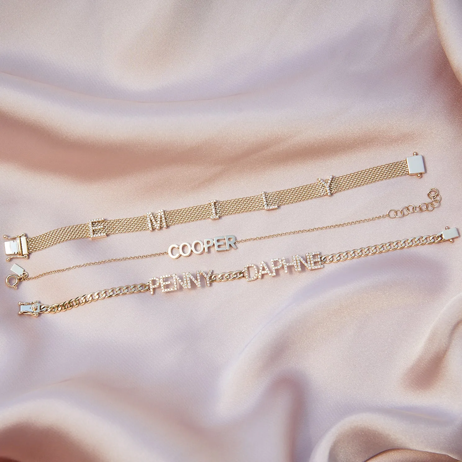 Gold Block Name Bracelet