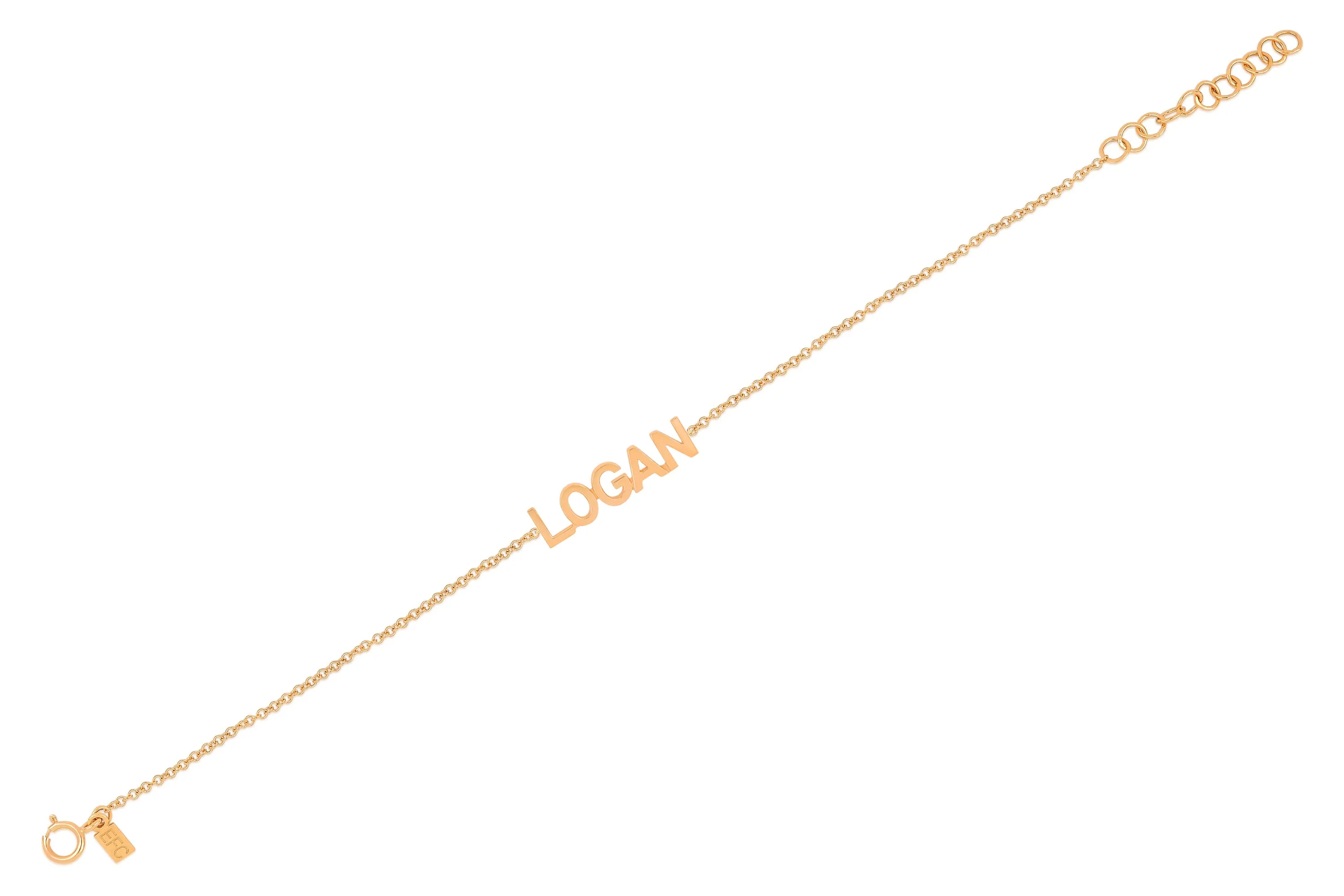 Gold Block Name Bracelet