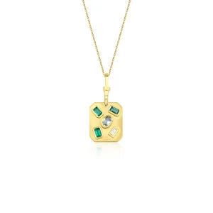 Gold Deco  Rectangular Pendant