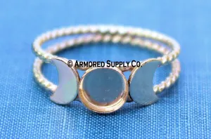 Gold Filled Double Rope Band Moon Phase 6mm Bezel Cup Ring blank