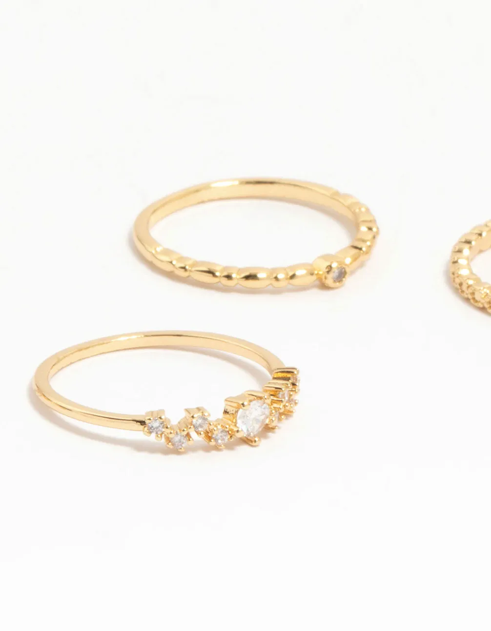 Gold Plated Squiggle & Rope Rings 5-Pack