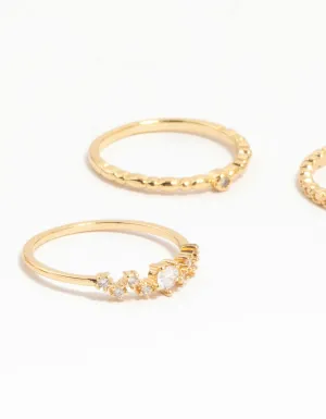 Gold Plated Squiggle & Rope Rings 5-Pack