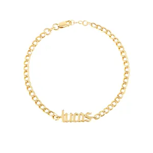 Gothic Solid Name Cuban Link Bracelet