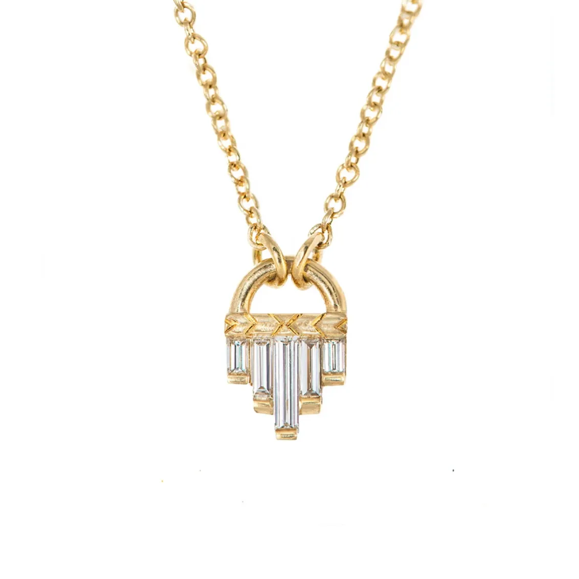 Graduated Baguette Diamond Pendant Necklace