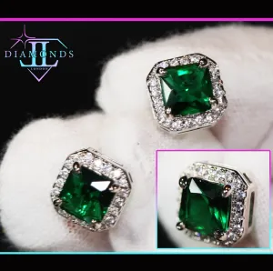 Green Diamond Earrings | Emerald Green Ear Studs