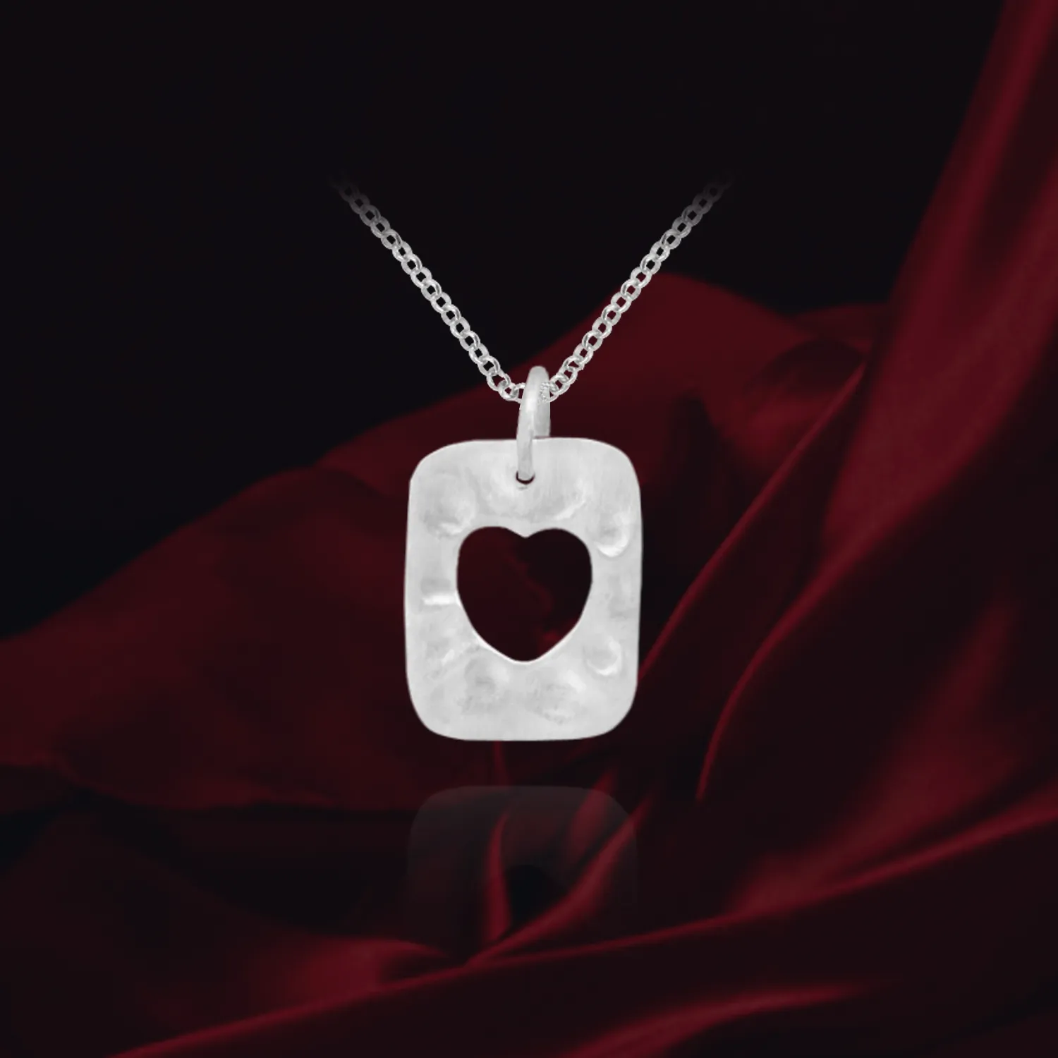 Hammered Finish Heart Pendant