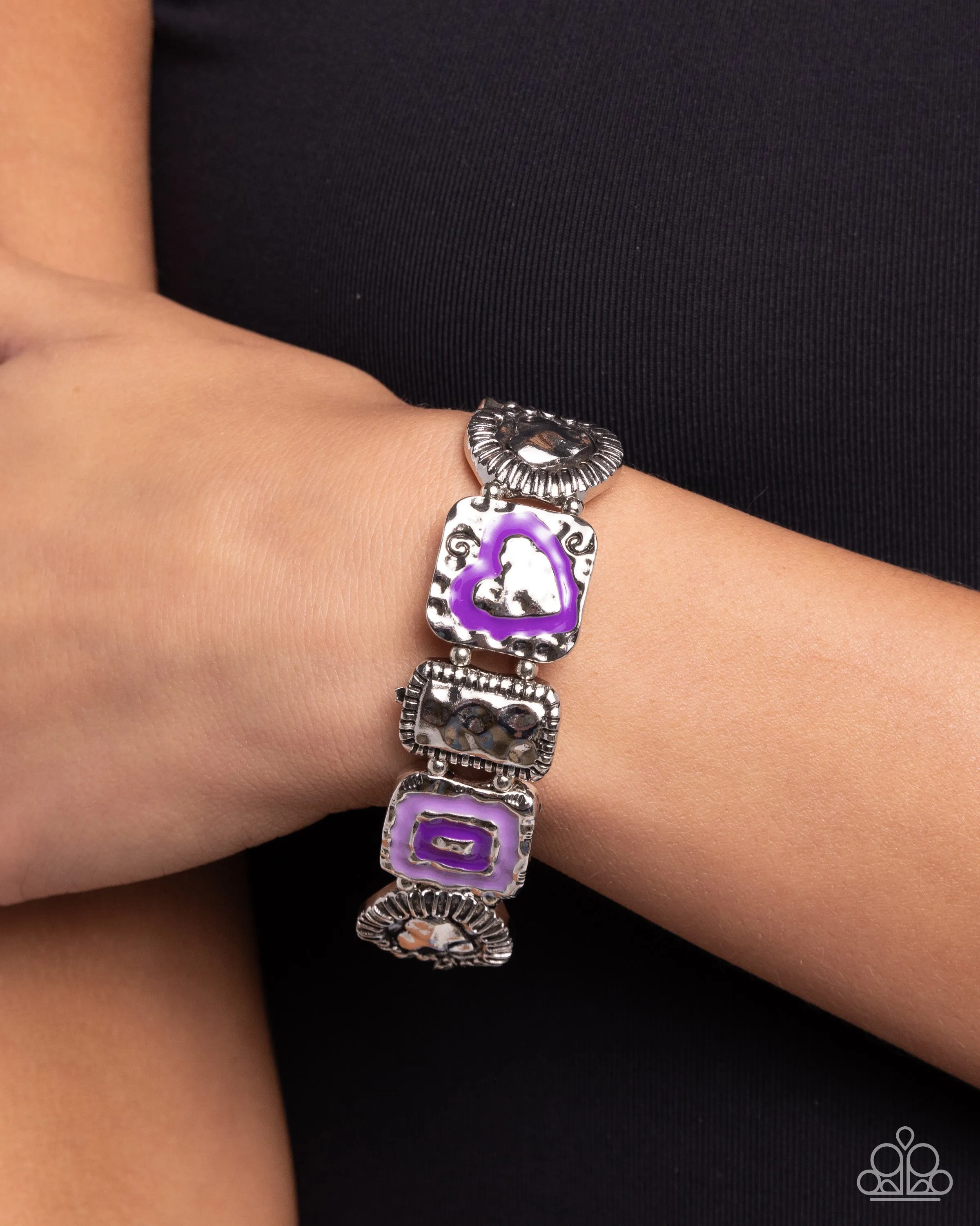 Hammered History - Purple (Heart) Bracelet