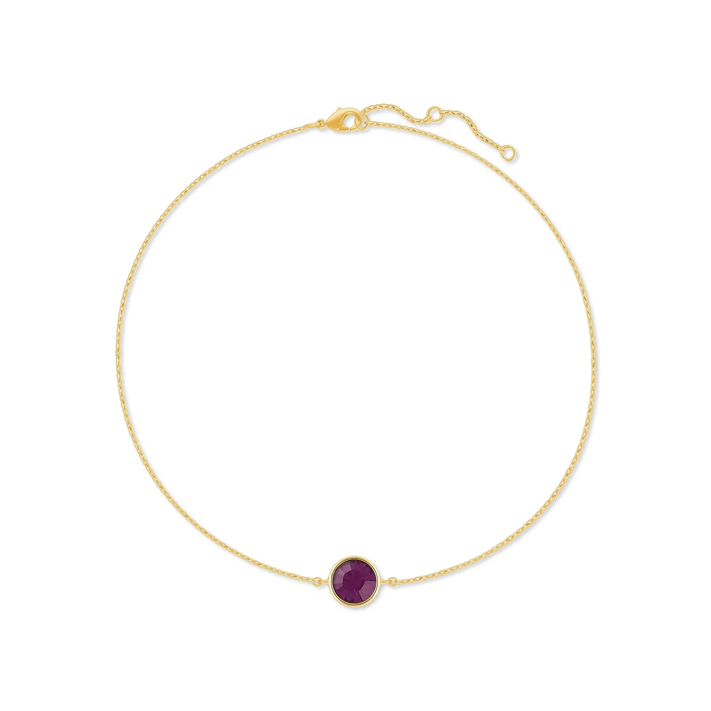 Harley Chain Bracelet with Purple Amethyst Round Crystals from Swarovski Gold Plated