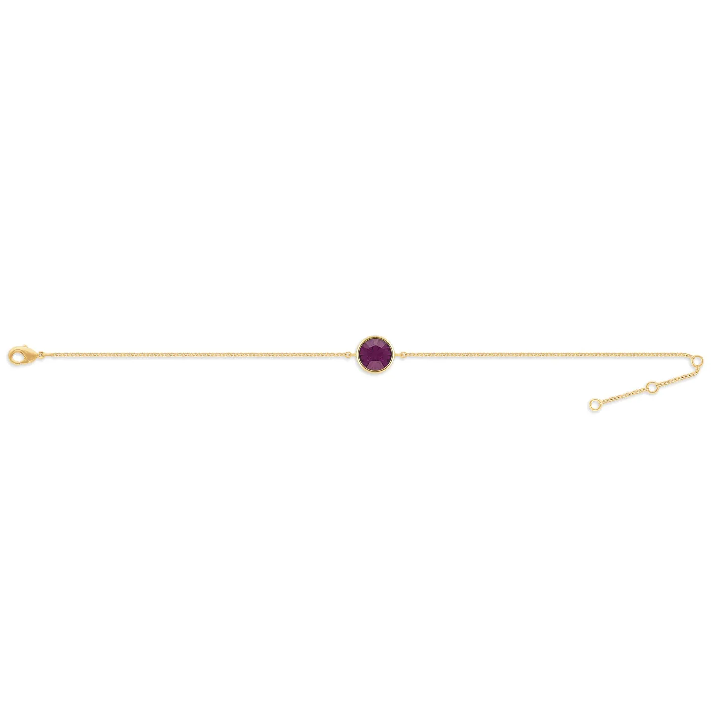 Harley Chain Bracelet with Purple Amethyst Round Crystals from Swarovski Gold Plated