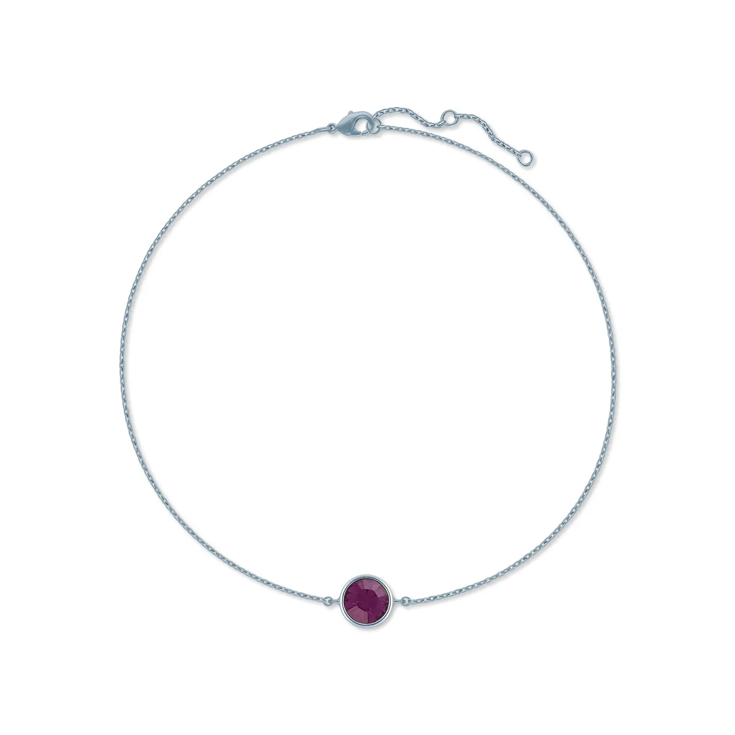 Harley Chain Bracelet with Purple Amethyst Round Crystals from Swarovski Silver Toned Rhodium Plated