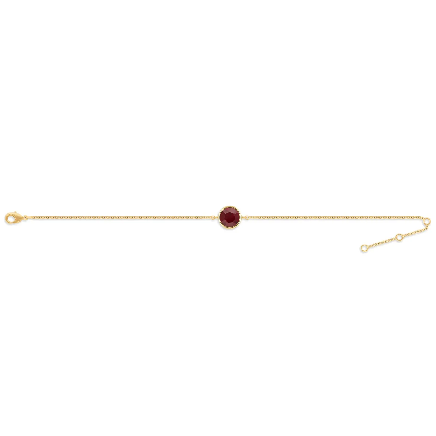 Harley Chain Bracelet with Red Siam Round Crystals from Swarovski Gold Plated