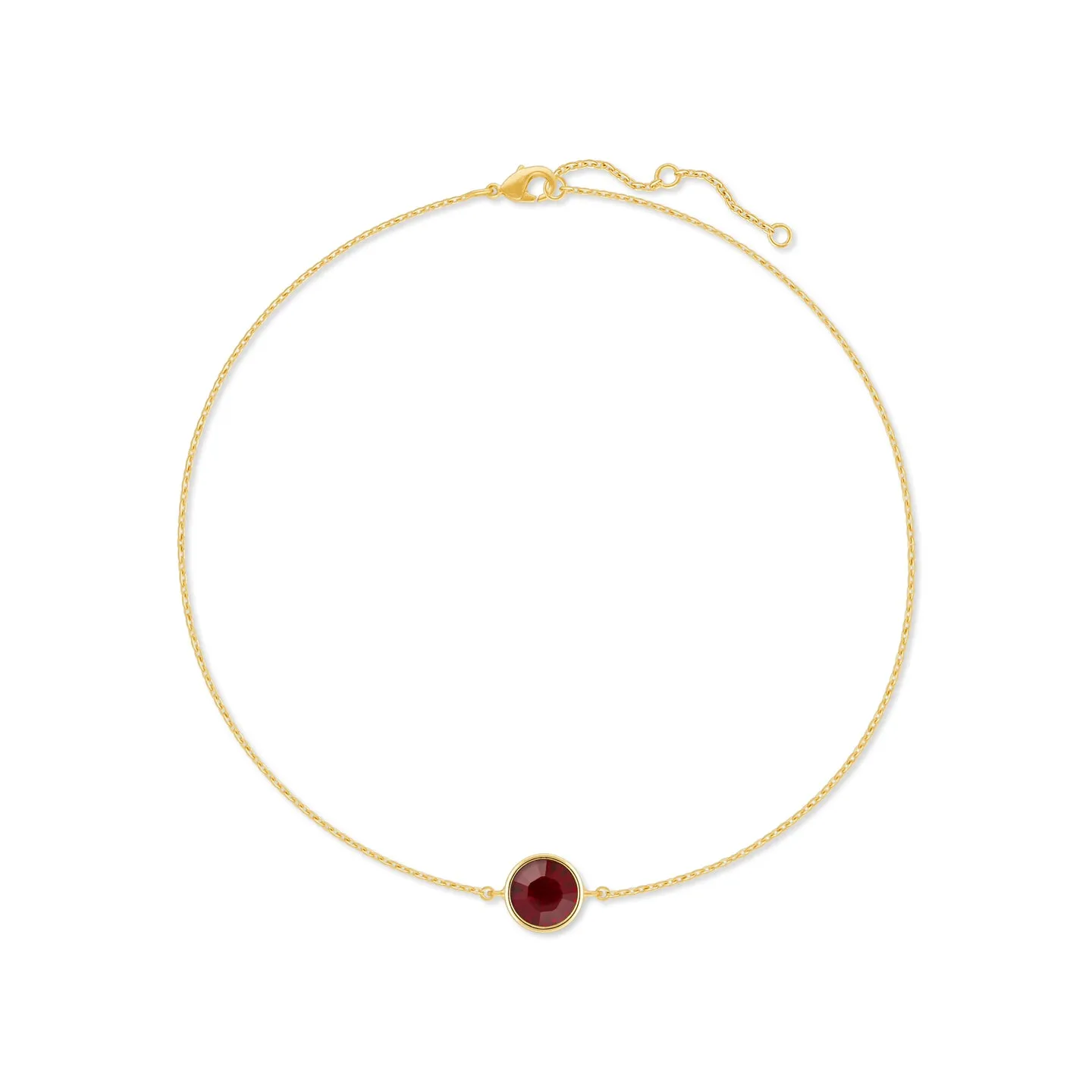 Harley Chain Bracelet with Red Siam Round Crystals from Swarovski Gold Plated