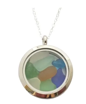 Hawaii Natural Sea Glass Memory Locket, stainless steel locket, FREE Gift Wrap, FREE Shipping From Hawaii