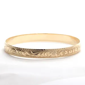Hawaiian Heirloom Bracelet With Custom Name Engraving (8mm width, Dome Style)
