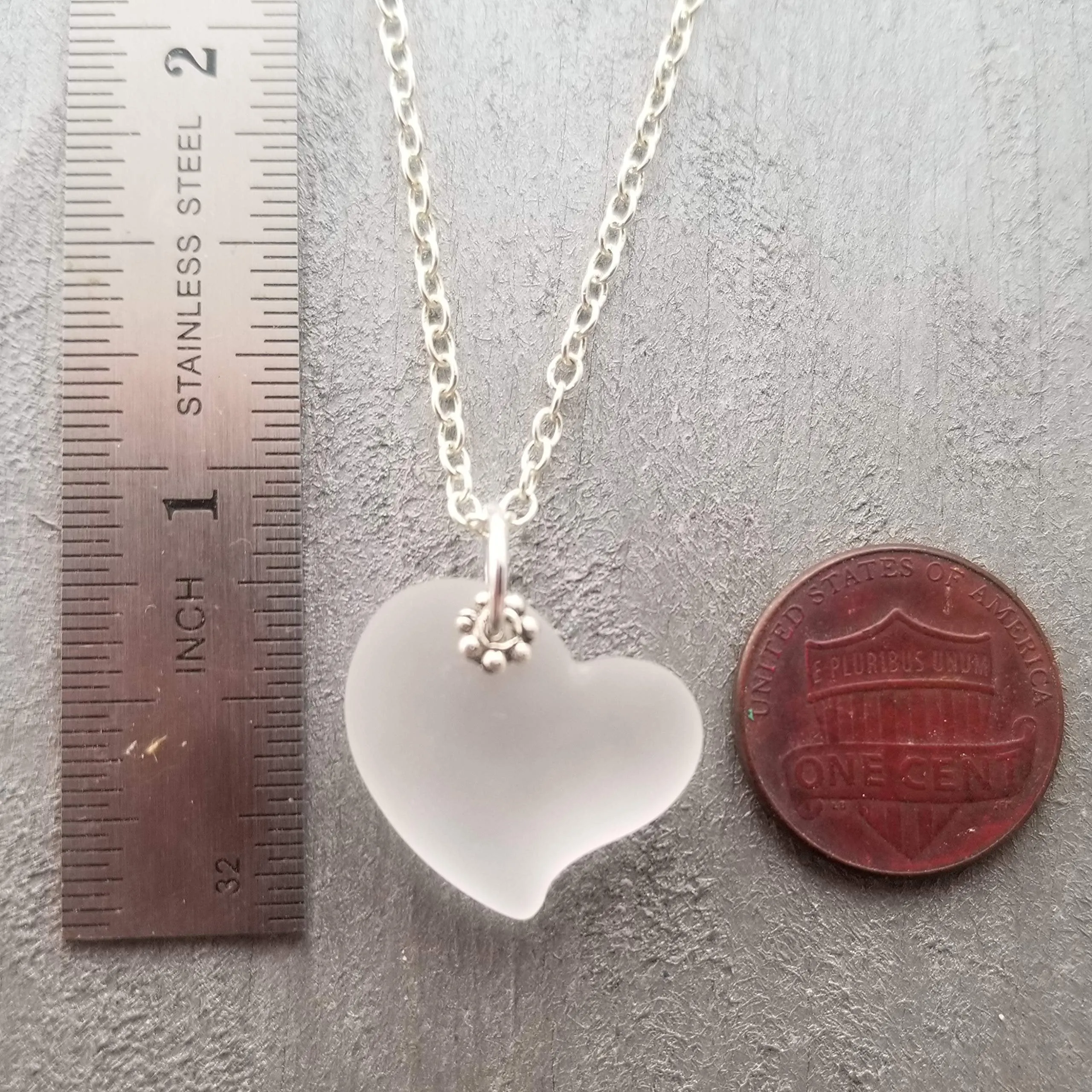 Hawaiian Jewelry Sea Glass Necklace, Heart Necklace Crystal Necklace, Sea Glass Jewelry For Women Birthday Gift (April Birthstone Jewelry)