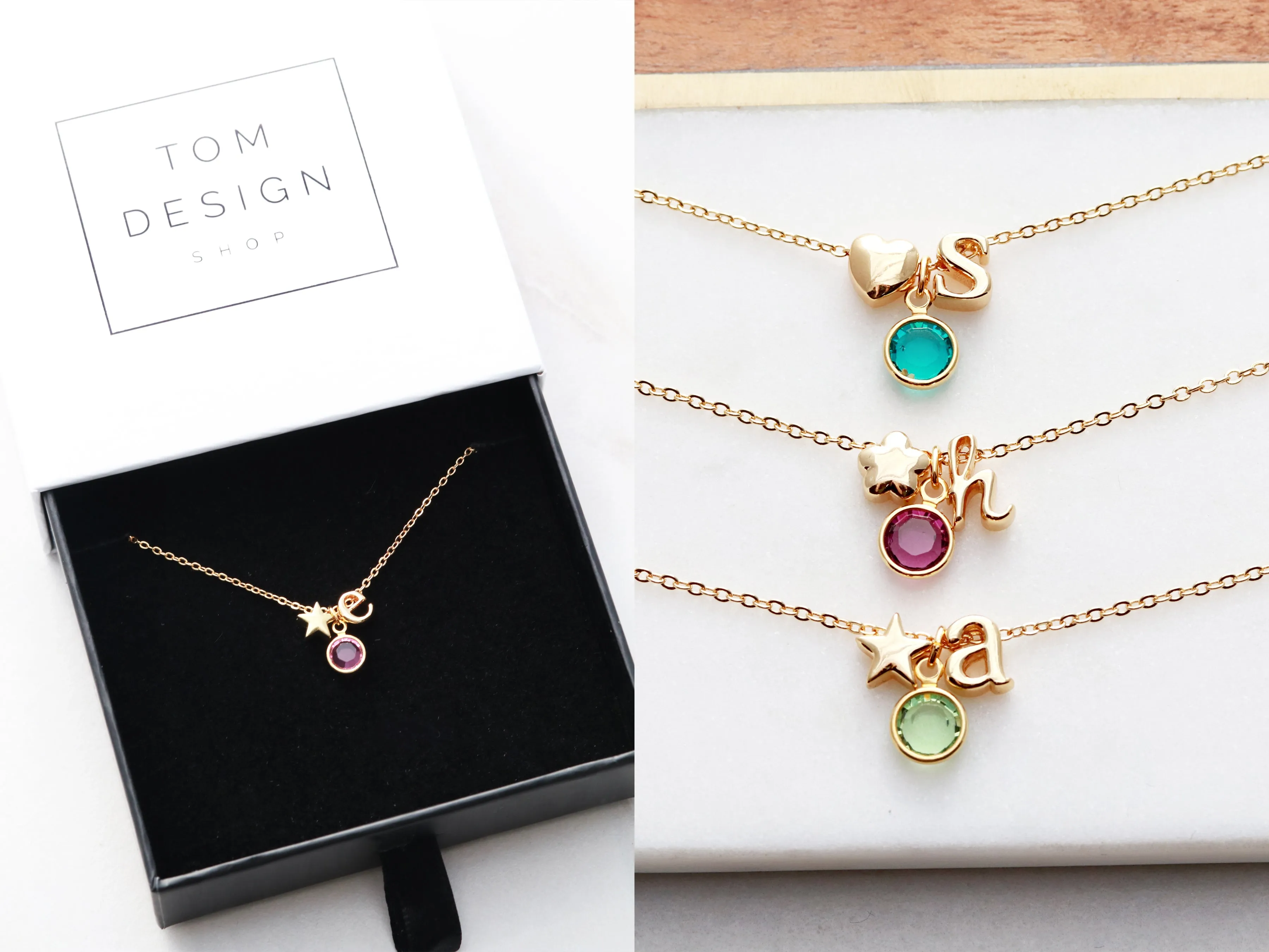 Heart Birthstone Initial Bracelet