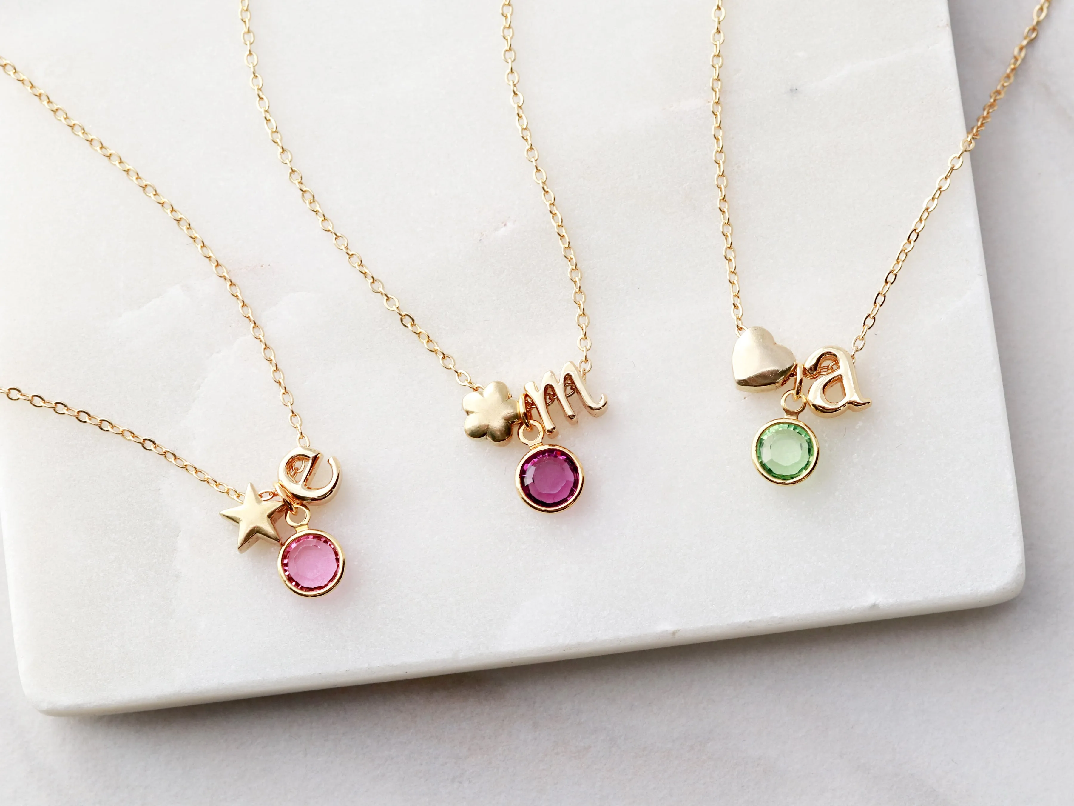 Heart Birthstone Initial Bracelet