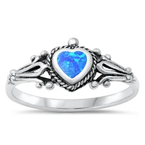 Heart Love Blue Lab Opal Classic Ring New .925 Sterling Silver Band Sizes 4-10