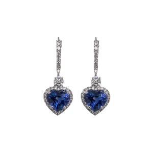 Heart Shape Sapphire & Diamond Drop Earring