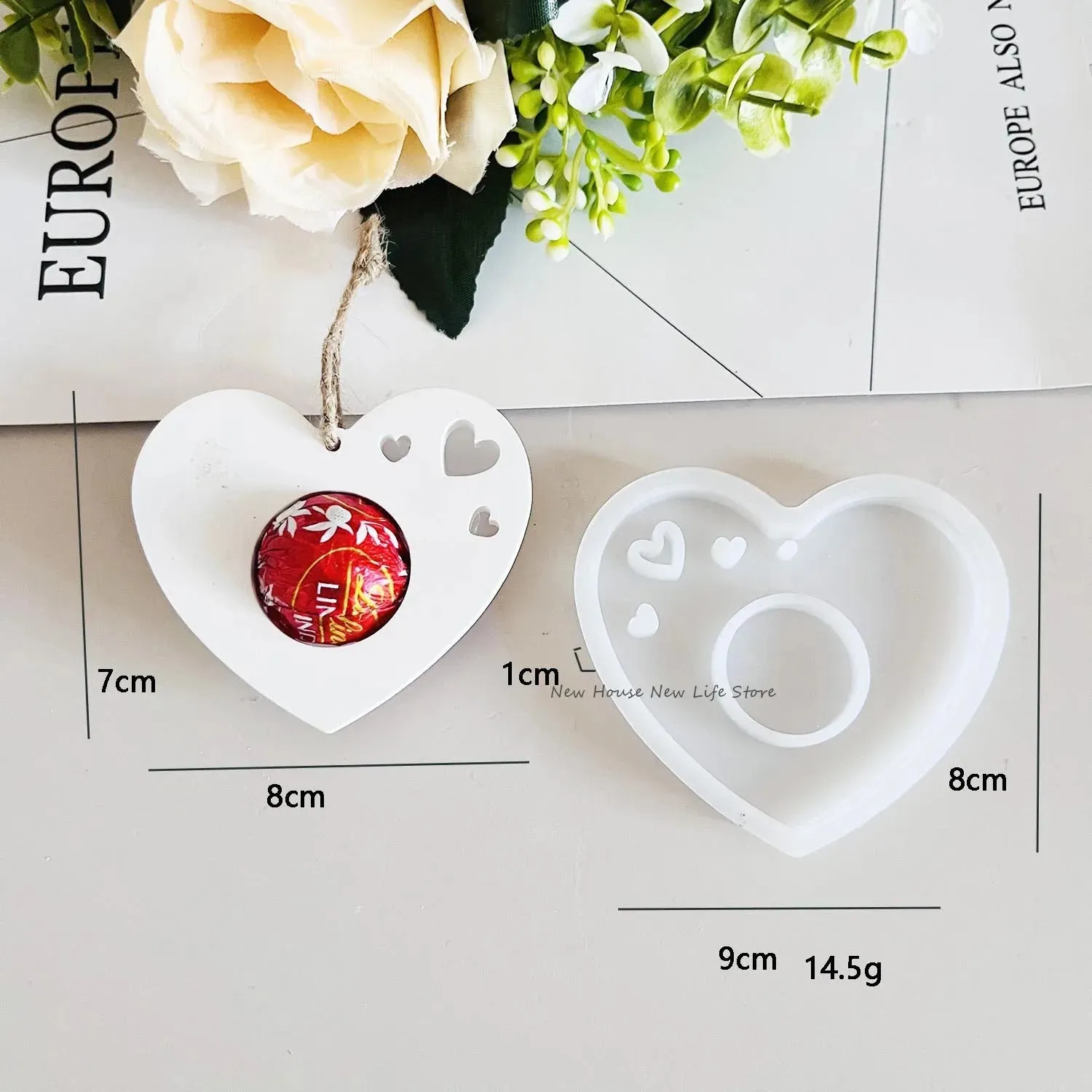 Heart-Shaped Silicone Candy Mold – Valentine's Pendant & Keychain