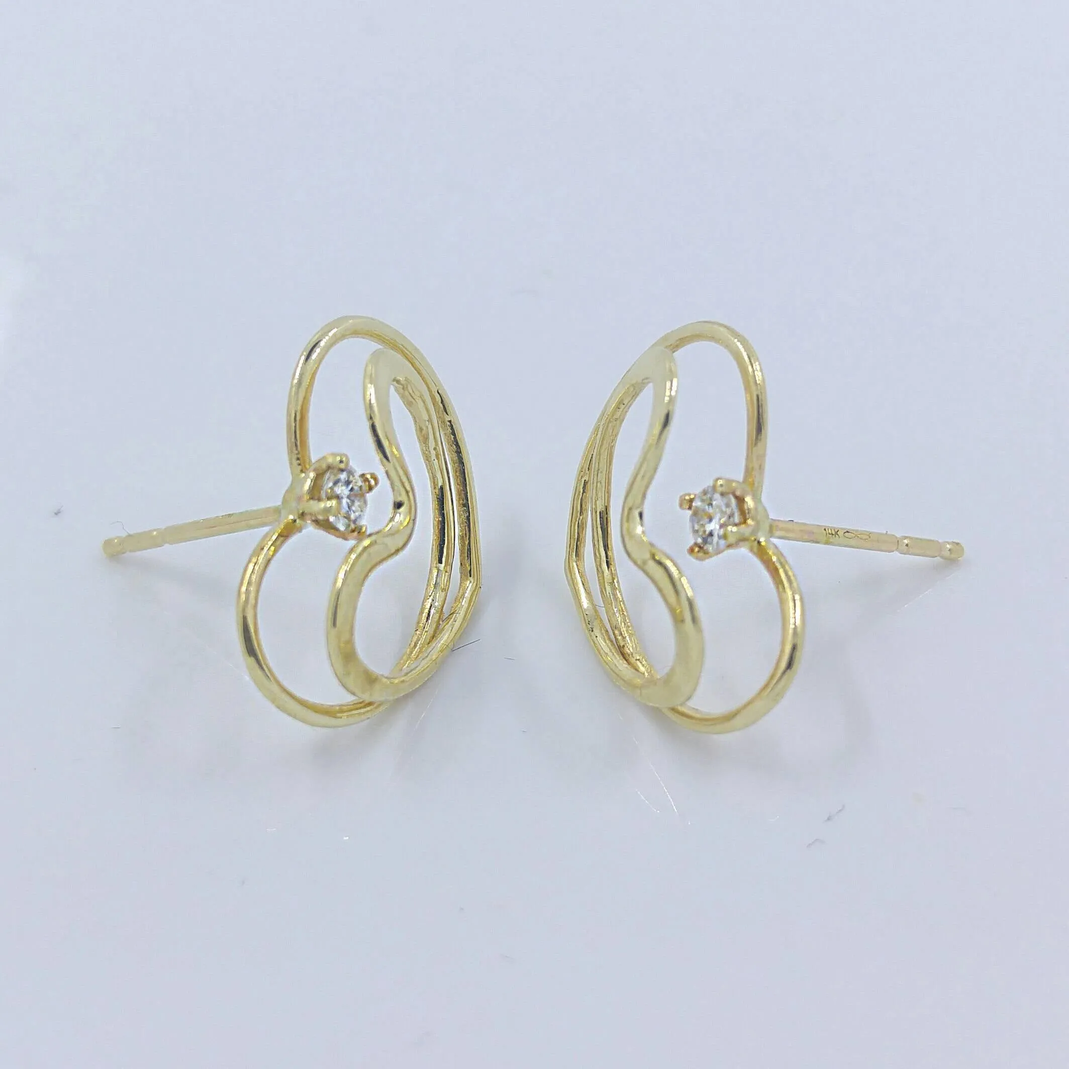 Heart Stud Diamond Vintage Earrings
