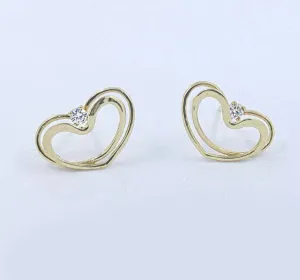 Heart Stud Diamond Vintage Earrings