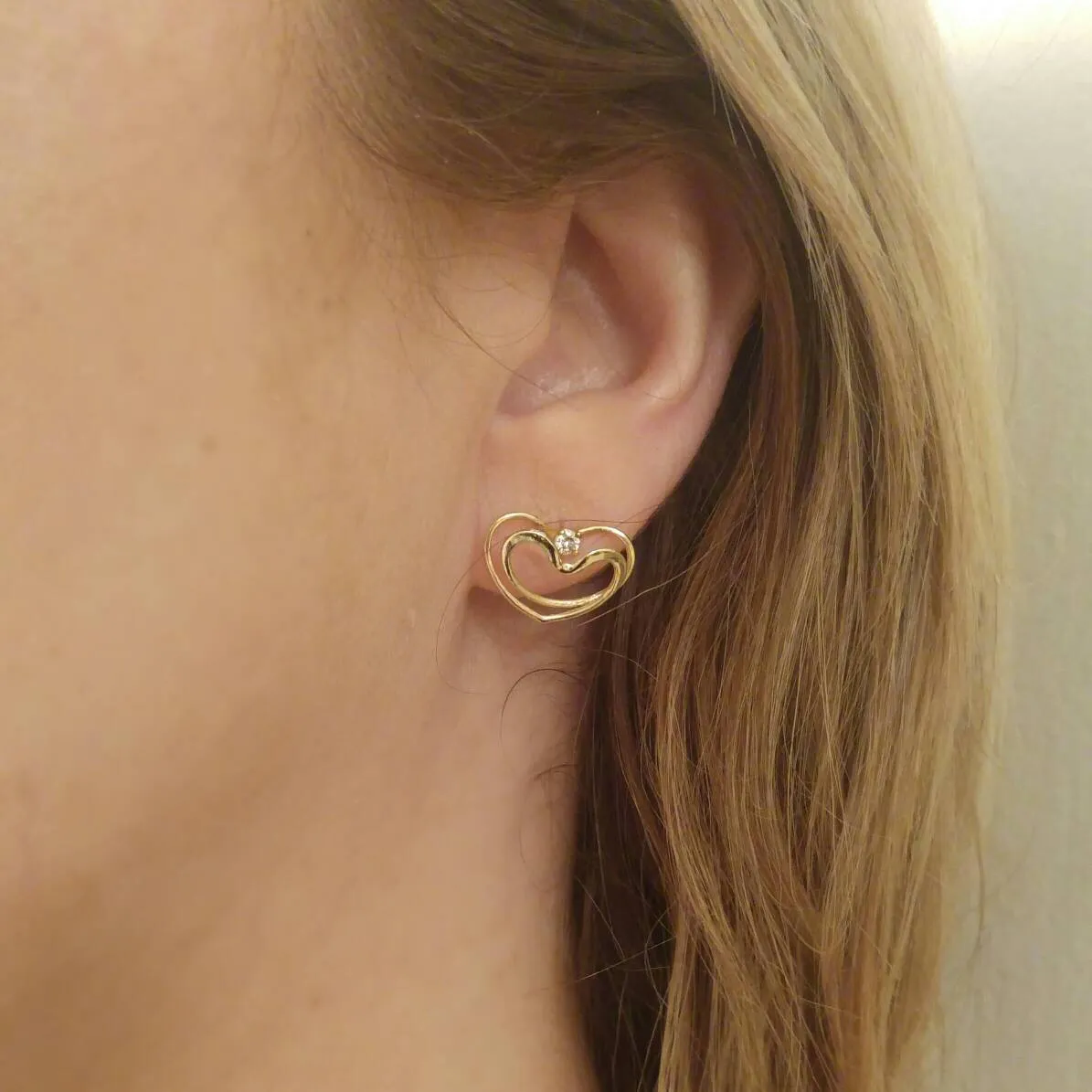 Heart Stud Diamond Vintage Earrings