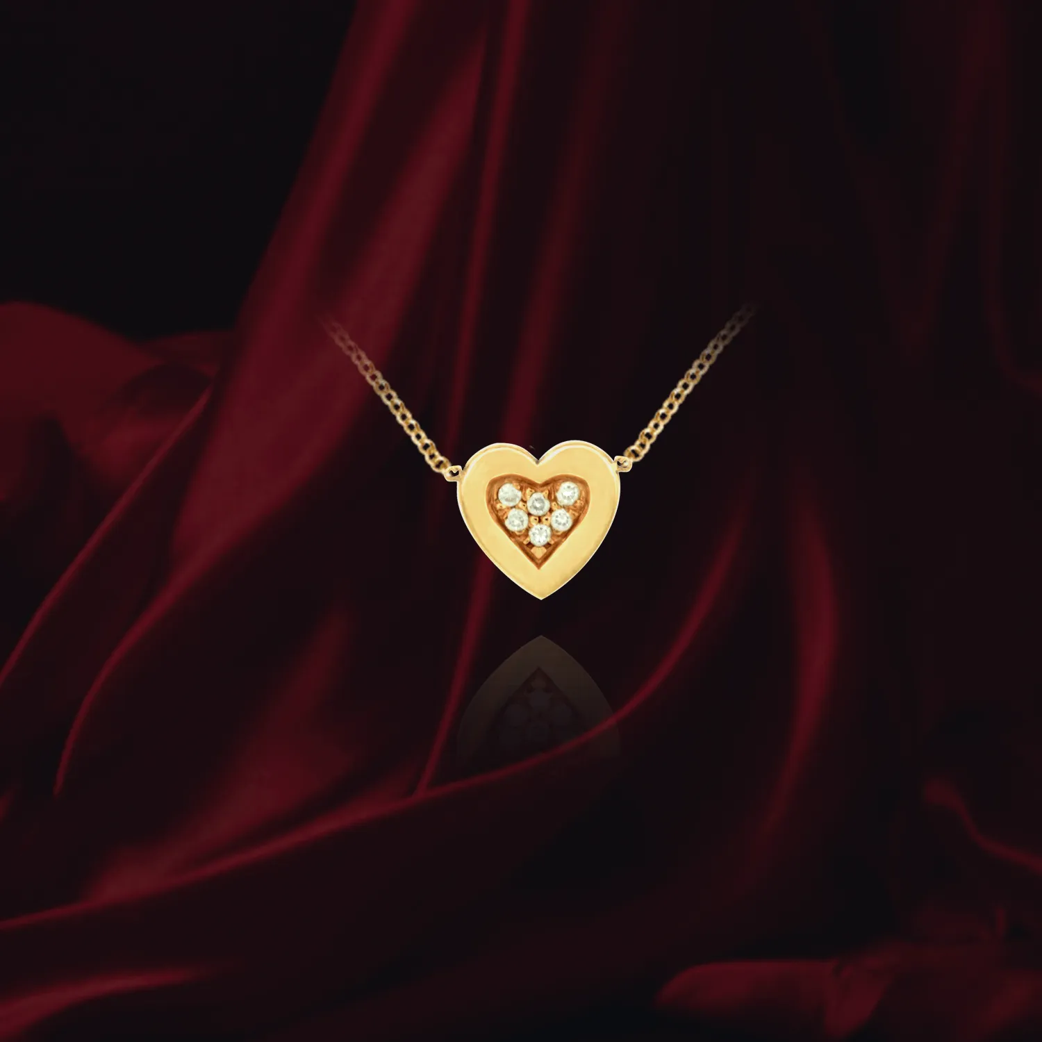 Heart With Diamonds Necklace