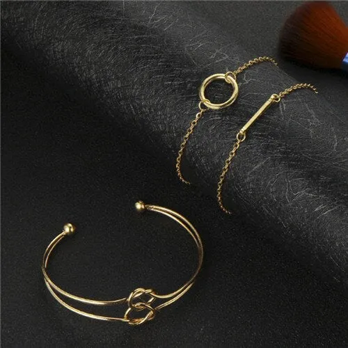 Hot Sale 2PCS/Set Exquesite Fashion Temperament Airplane Open World Map Girls Women's Gold Wedding Women Bracelet Set