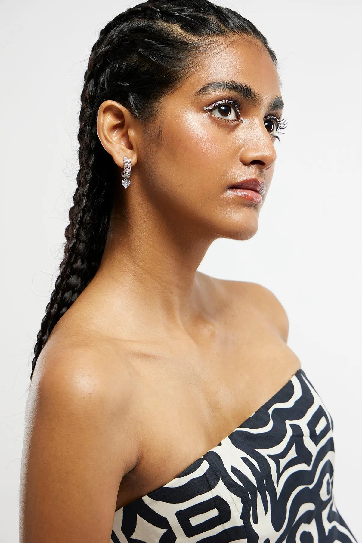 HRIDYA EARRINGS- HEART SHAPED CUBAN DANGLERS