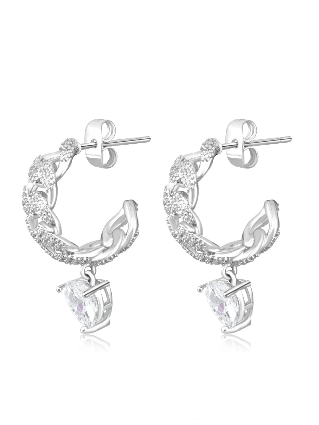 HRIDYA EARRINGS- HEART SHAPED CUBAN DANGLERS
