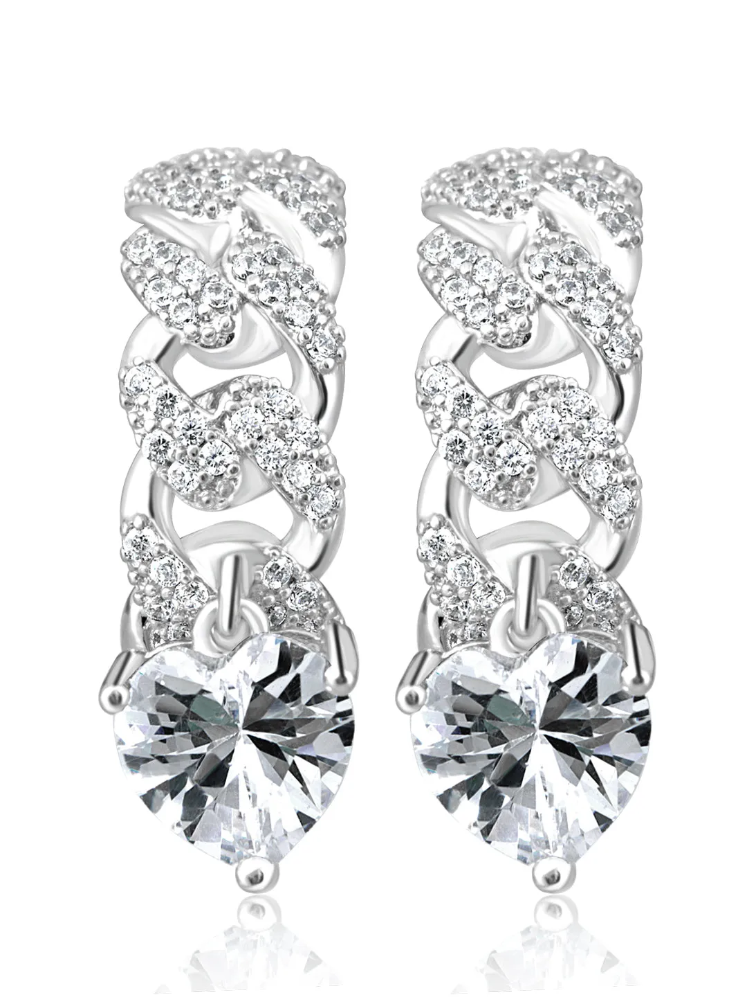 HRIDYA EARRINGS- HEART SHAPED CUBAN DANGLERS