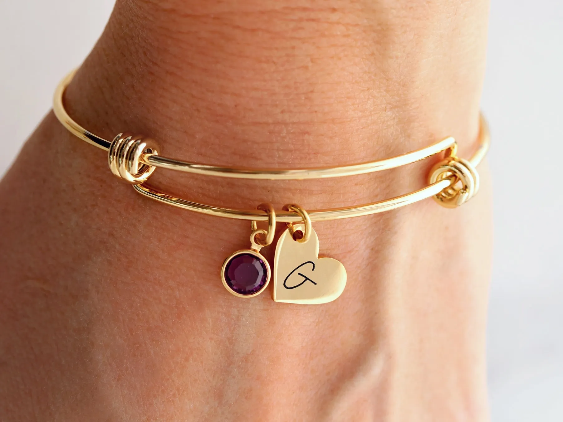 Initial and Birthstone Bangle