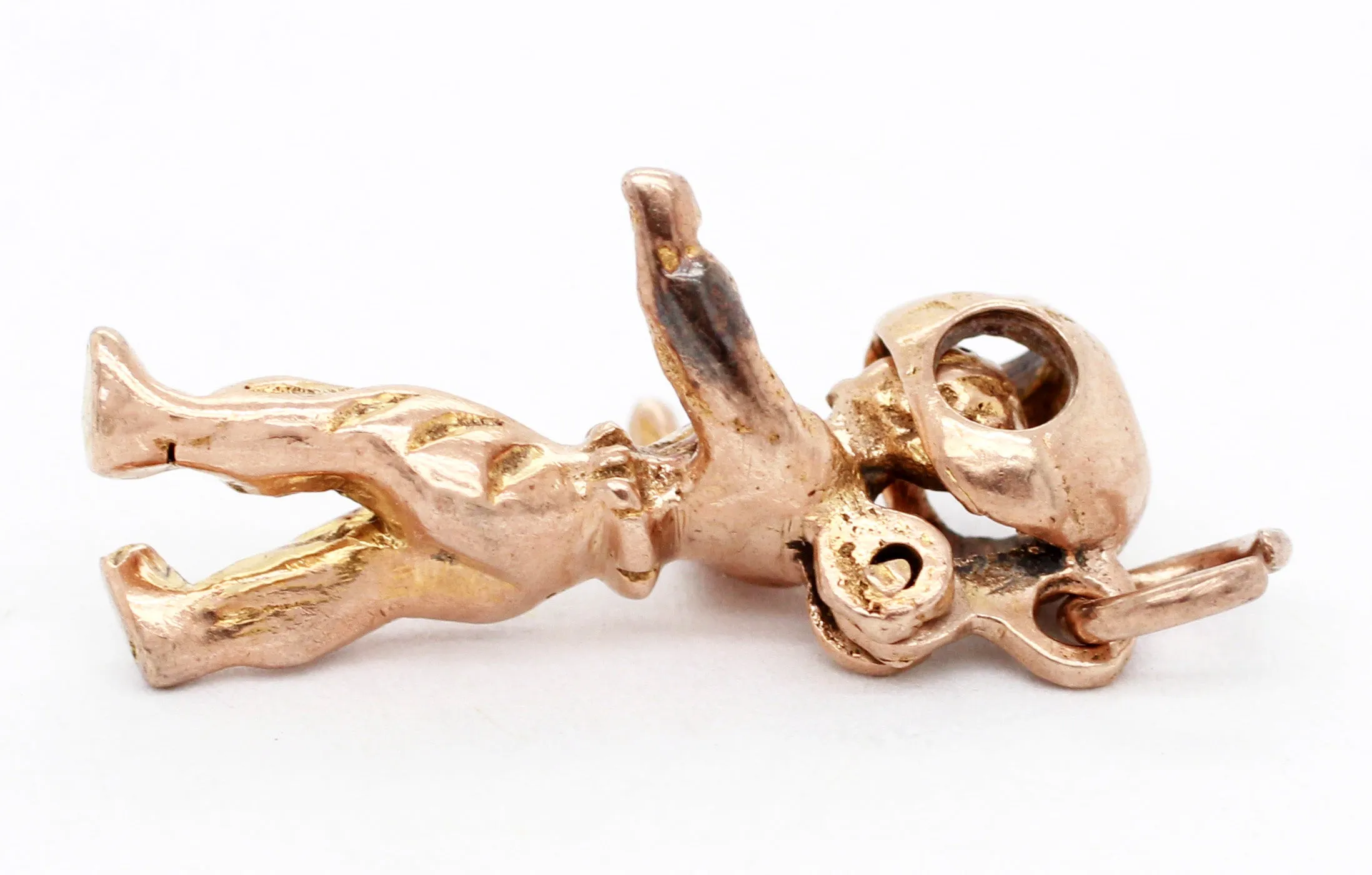 Interactive Antique Scuba Diver Pendant Charm - 14k Yellow Gold