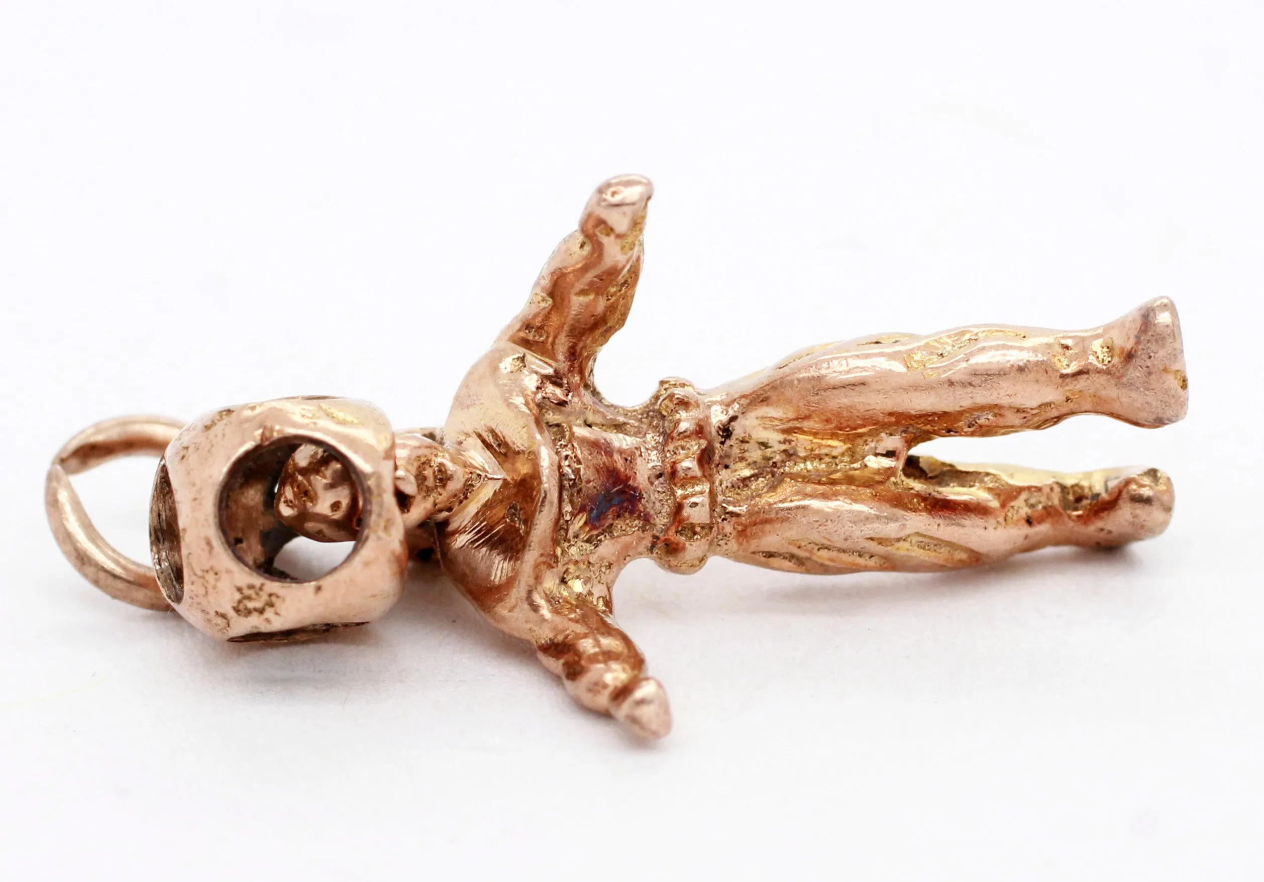 Interactive Antique Scuba Diver Pendant Charm - 14k Yellow Gold