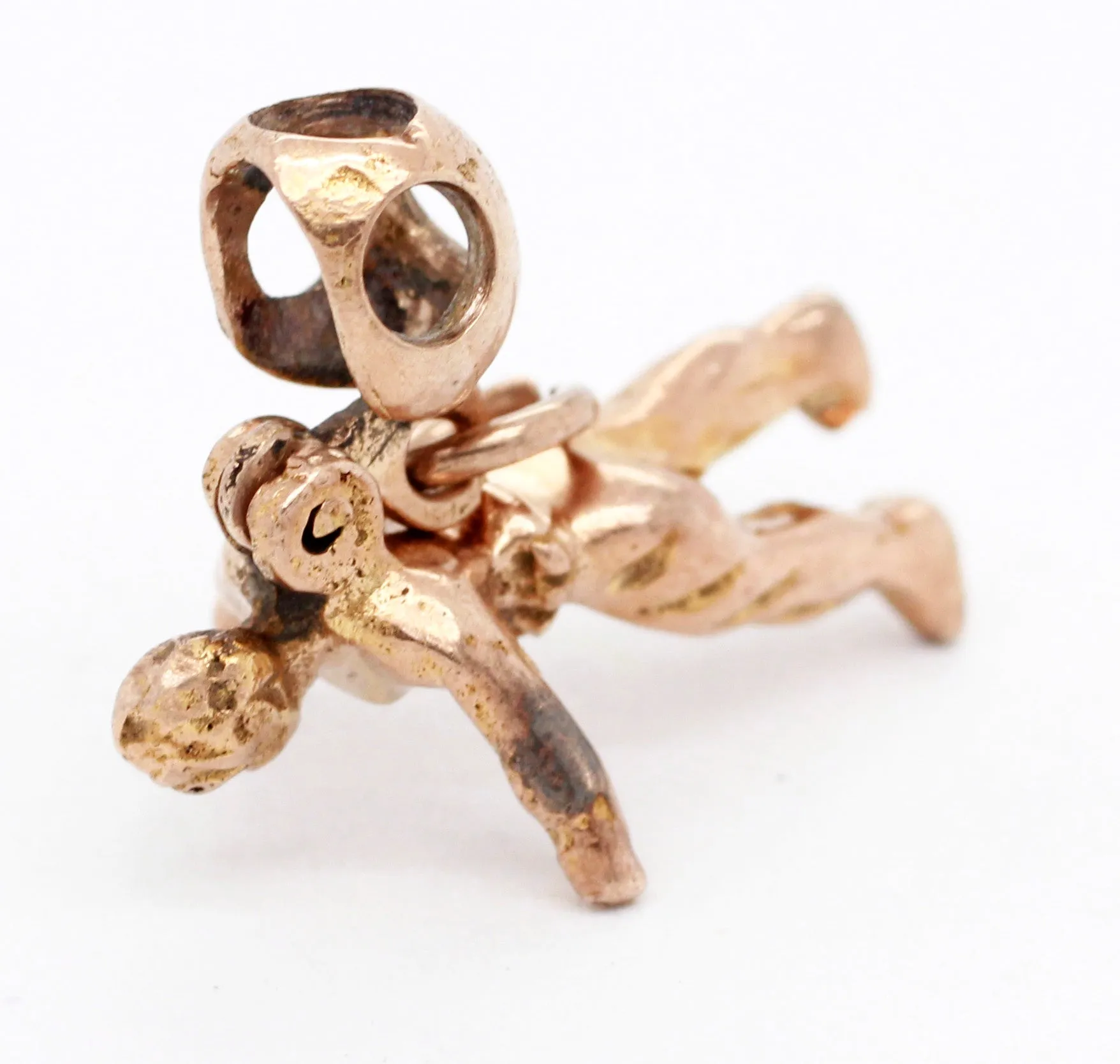 Interactive Antique Scuba Diver Pendant Charm - 14k Yellow Gold