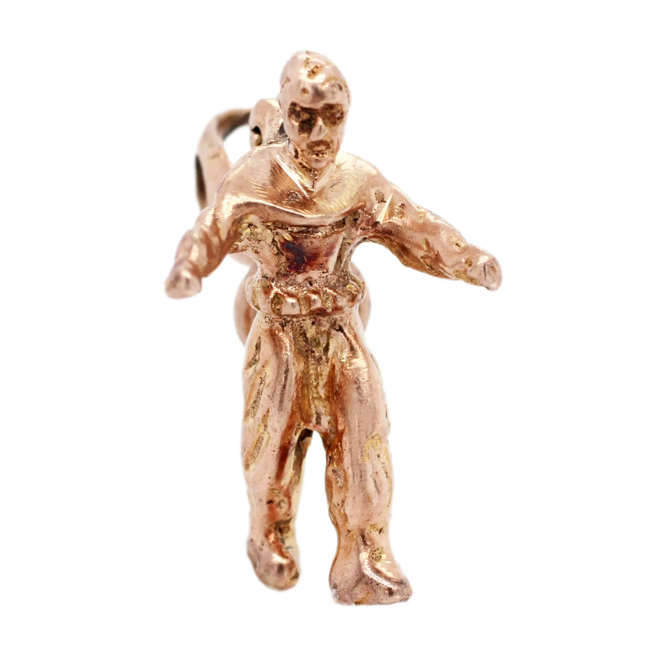 Interactive Antique Scuba Diver Pendant Charm - 14k Yellow Gold