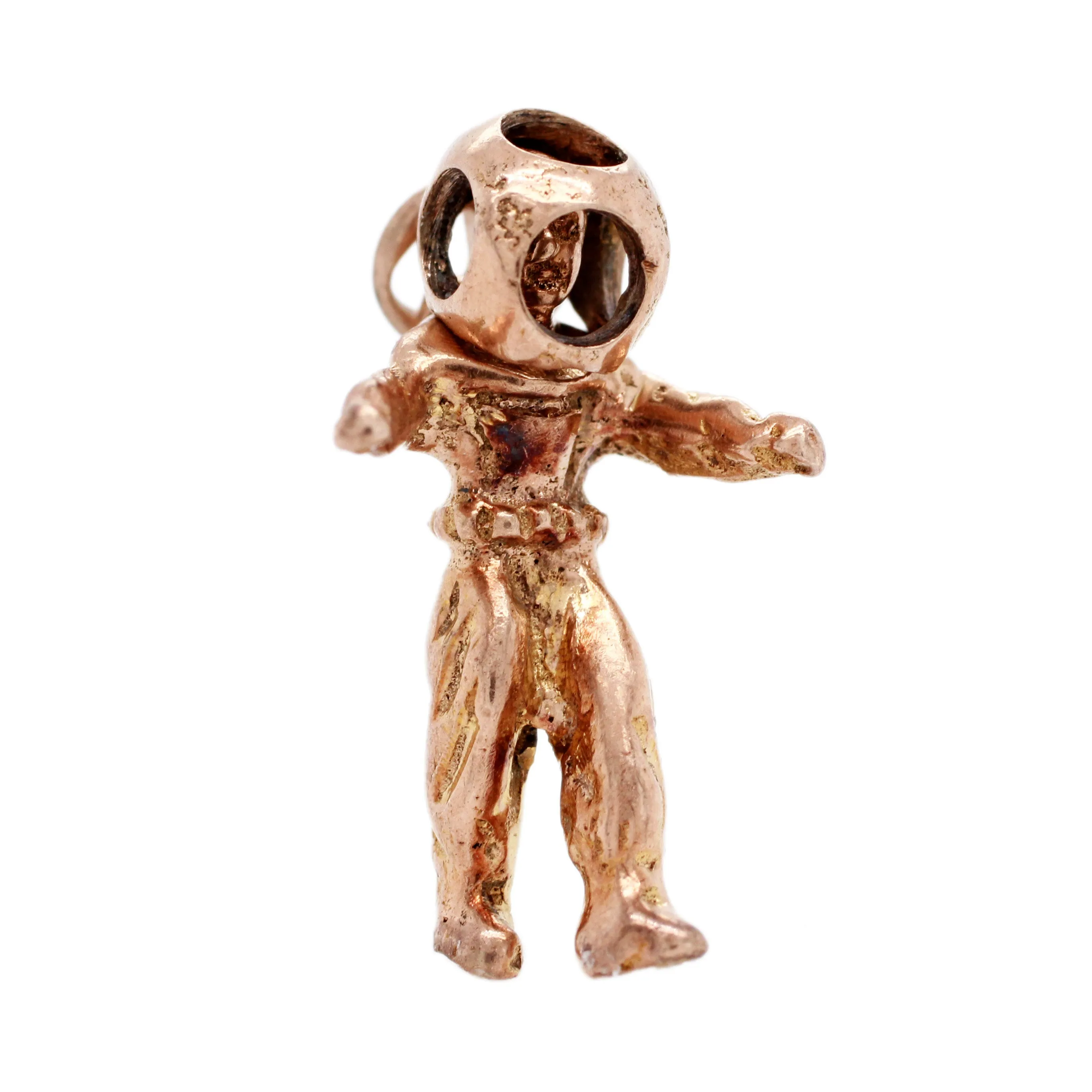 Interactive Antique Scuba Diver Pendant Charm - 14k Yellow Gold
