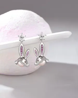 Interstellar Pearl Bunny Drop Earrings