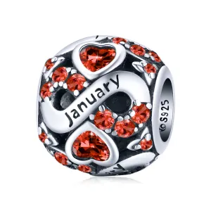 January Infinity Birthstone Charm