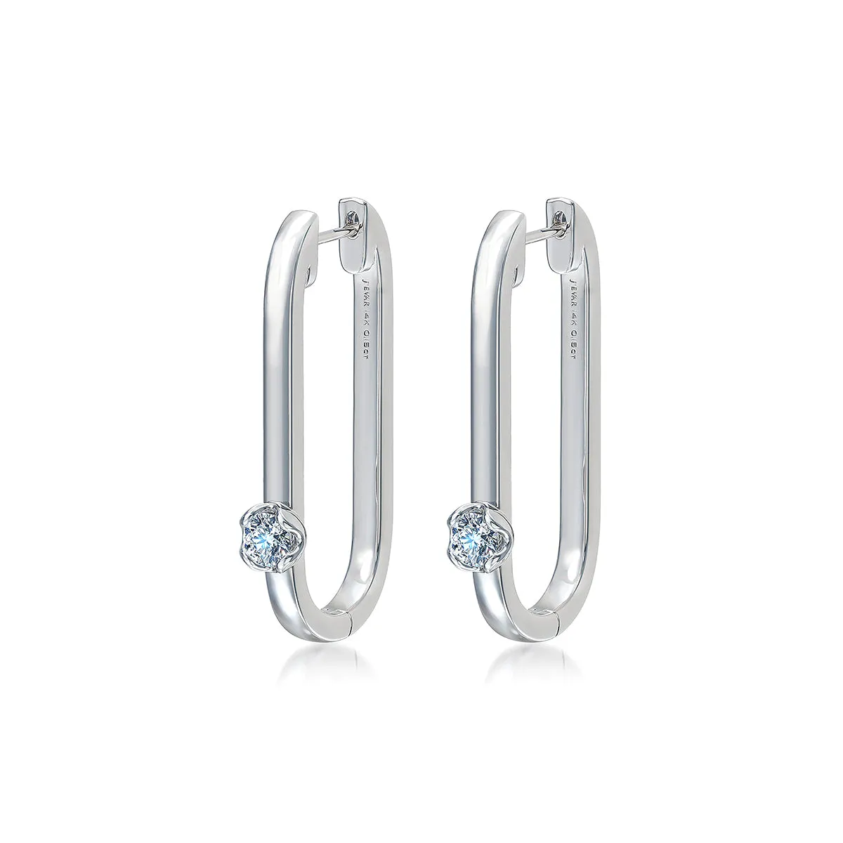 J'evar Lotus Petals U-Shaped Hoop Diamond Earrings